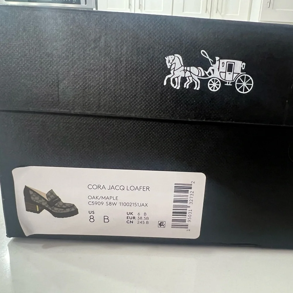 Womens Coach Cora Loafer Signature Logo Oak/Maple Jacquard SZ 8 B (M) NEW NIB